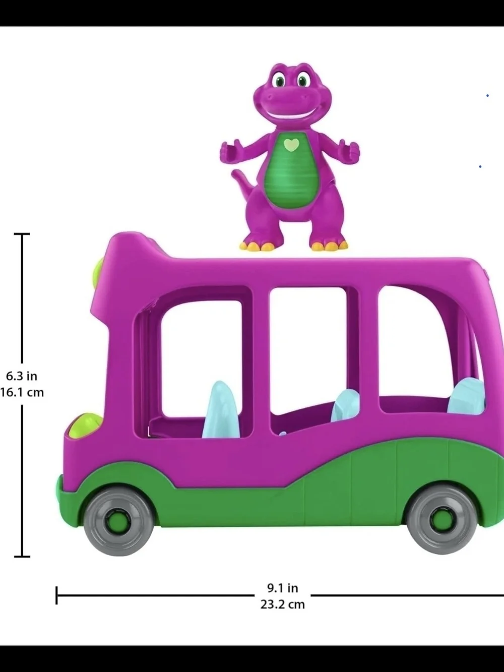 Fisher-Price Barney Bus Playset with Figure, Purple/Green, 9.1 in